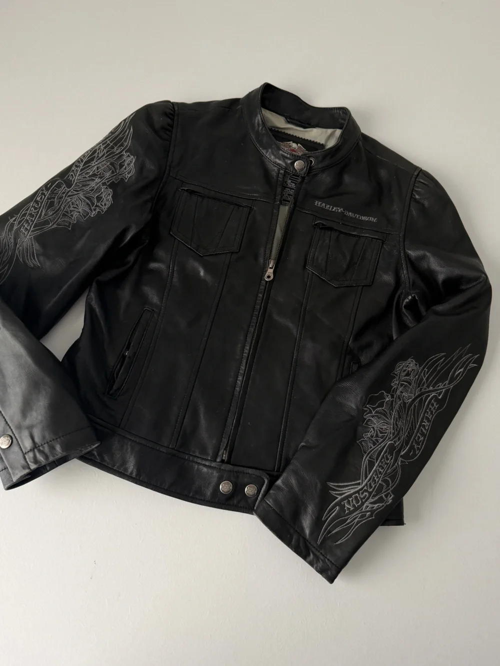 Rare Embroidered Harley Davidson Women’s Leather Jacket